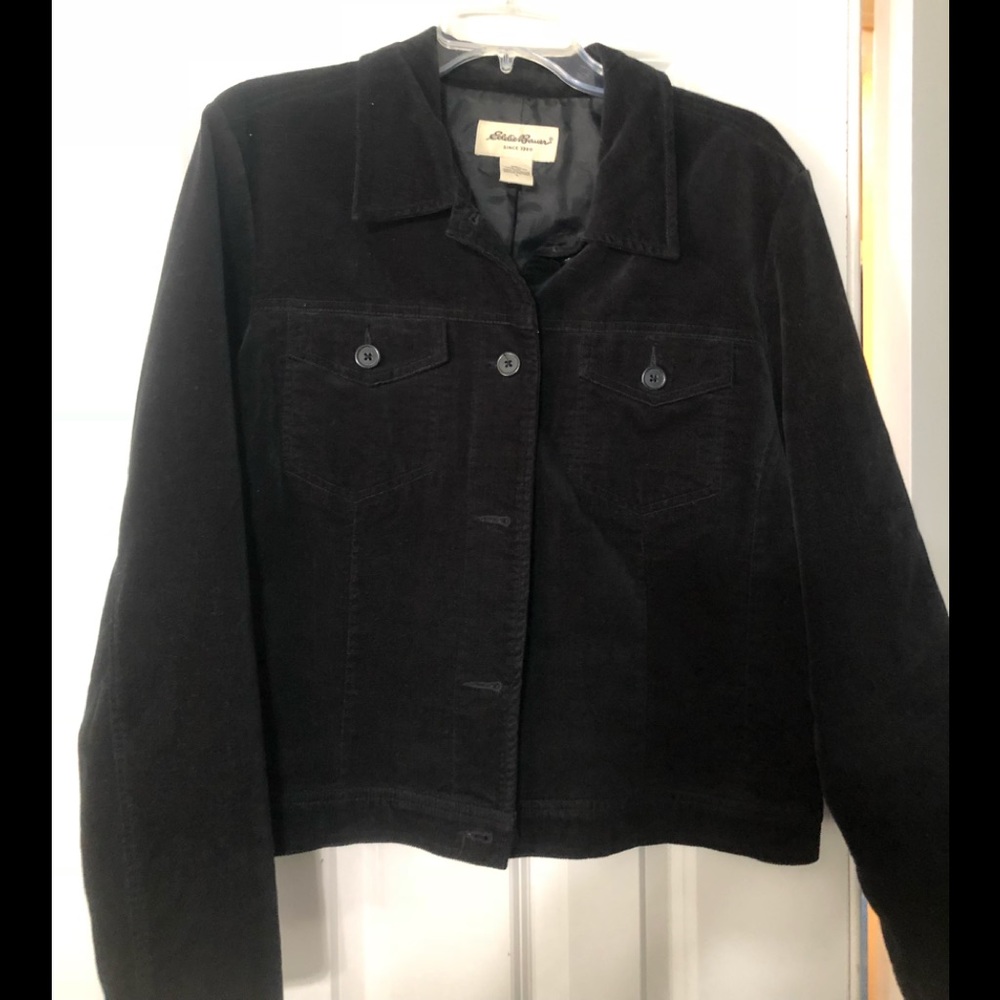 🚫SOLD🚫 Eddie Bauer Black Velour Jacket - Size L